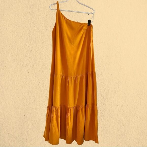 FARM Rio yellow one shoulder tiered maxi dress linen - Picture 5 of 15